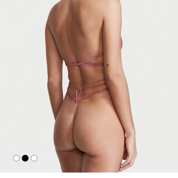 Victoria's Secret Pink Dusty Rose Floral Embroidered Strappy Teddy Lingerie - Picture 9 of 10